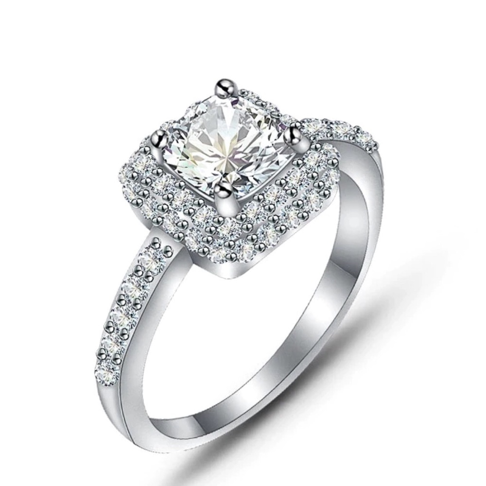 Sale! CZ Crystal Silver Ring NEW 6-9